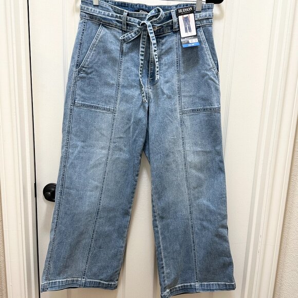 Hudson Women’s Belted Jeans Size 10 Blue Wide Leg Stretch Denim Relax Fit (NEW) - Picture 15 of 15